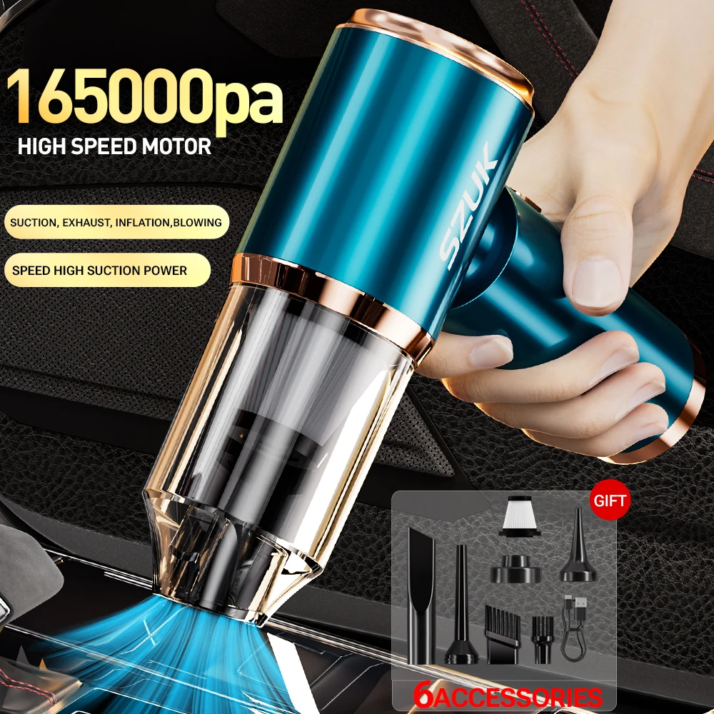 SZUK Car Vacuum Cleaner Strong Suction Cordless Cleaning Machine Powerful Portable Wireless Mini Vacuum Cleaner for Car and Home