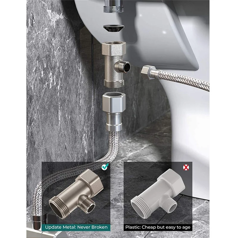 AT08 جديد بيديت مرفق مرحاض فائق النحافة فوهة مزدوجة دوامة قابل للتعديل ضغط المياه غير الكهربائية الحمار البخاخ مع خرطوم ، C