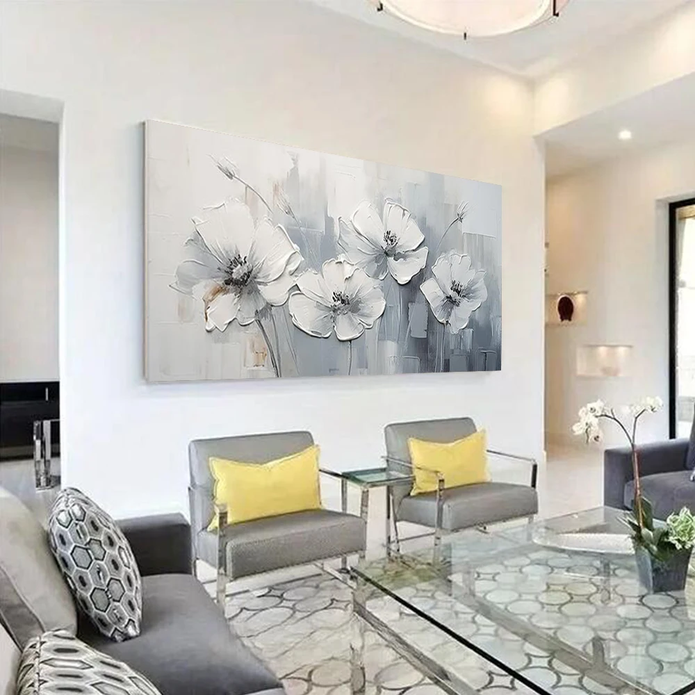 100% Hand-Painted Oil Painting Yellow Sunflower Flower Pattern Poster Knife Canvas Picture Modern Mural For Home Decor Wall Art