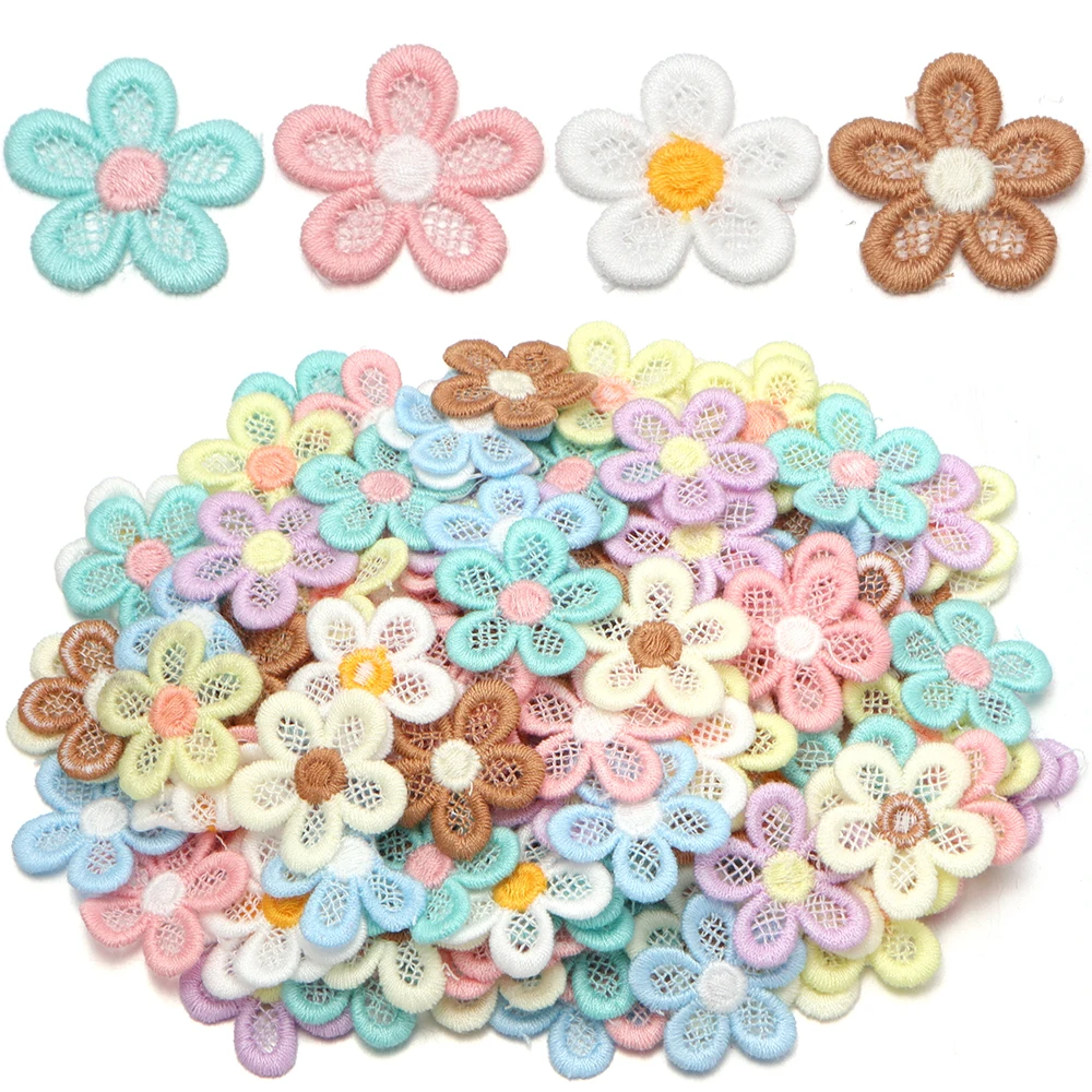 20 Stück/Lot 2,7 cm Stickerei-Blumenapplikationen, mehrfarbige Kleidungsaufnäher, Aufkleber für DIY-Ornamente, Nähzubehör, Zubehör