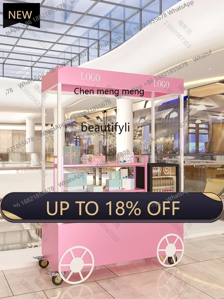 

Z189 A55 Shopping mall stall trolley, mobile, truck display stand commercial ground marketing float push pull