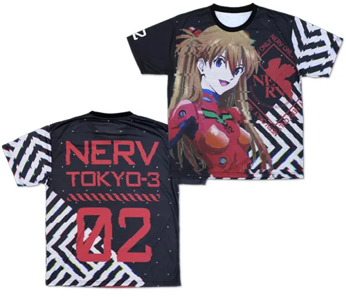 Sommermode Century Evangelion Langley Soryu # 02 3D-gedrucktes, schnell trocknendes Kurzarm-T-Shirt für Anime-Fans, Streetwear, lässiges T-Shirt