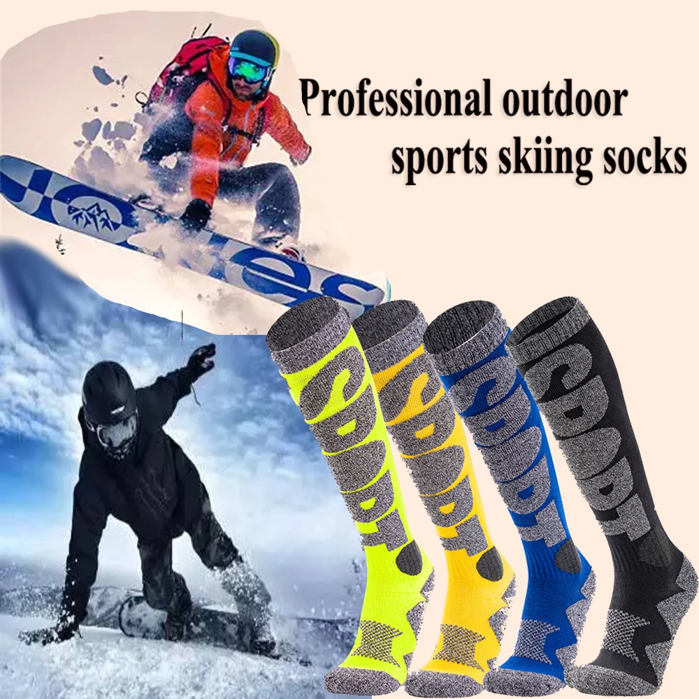 

1Pair Ski Socks for Women Men Compression Knee High Winter Warm Mountain Hiking Socks for Skiing Snowboarding Outdoor Sports