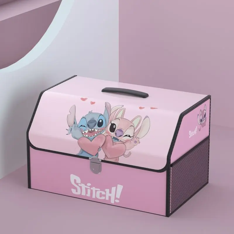 

MINISO Kawaii Anime Cartoon Storage Box Interstellar Treasure Stitch Car Trunk Cute Storage Box Car Storage Box Gifts for Kids