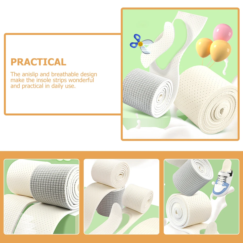 แผ่นรองรองเท้าลาเท็กซ์ 2 ชิ้น ตัดขนาดได้ แผ่นรองรองเท้าแบบแถบสำหรับปรับแต่งเอง แผ่นรองรองเท้าแบบ DIY ระบายอากาศได้ดี รองรับการวิ่งและเดิน