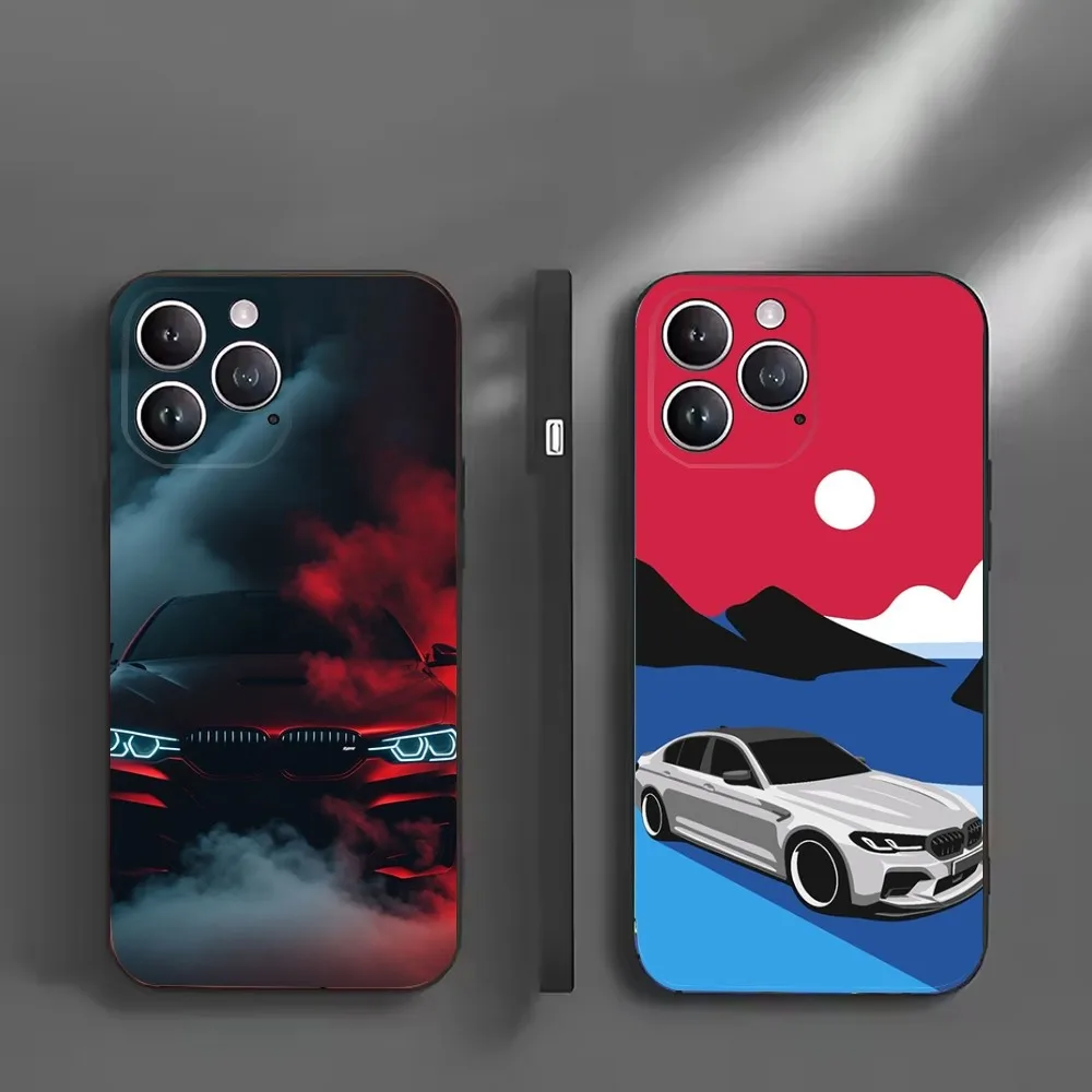 Bule Red Car B-BMW-S m5 Phone Case For iPhone16,15,14,13,12 Mini 11 Pro XR,X,XS,MAX 7,8 Plus Silicone Cover Soft Black