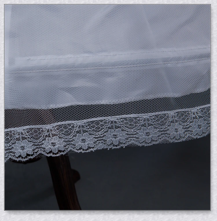 White 3 Hoops A-Line Petticoat with Lace Edge Crinoline Slip Underskirt For Ball Gown Wedding Dress In Stock image 5
