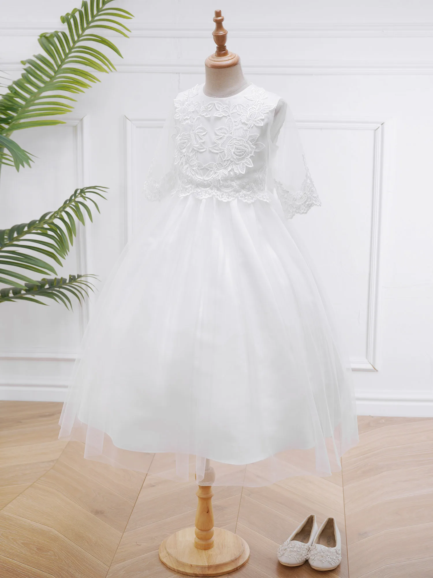 Vestidos elegantes bordados femininos, Robe de tule, Vestido da menina da flor, Vestido elegante infantil, Dama de honra, Casamento formal