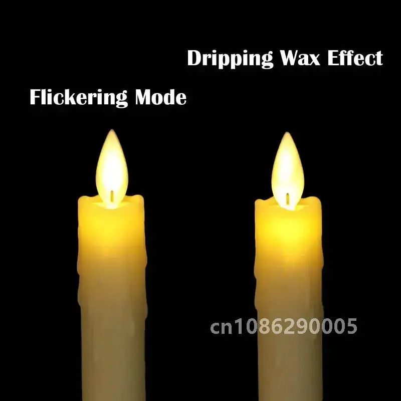 10pcs Swinging Dipped Wax Moving Wick Dancing Flame Led Taper stick candle lamp Home Wedding Xmas Bar party Church Decor 25CM(H)