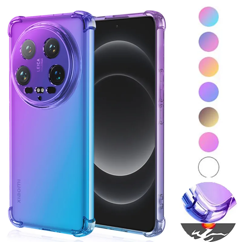 Gradient TPU Case for Xiaomi 14 Ultra 13T 13 Lite Protective Cover Shockproof Transparent Capa Fundas Coque