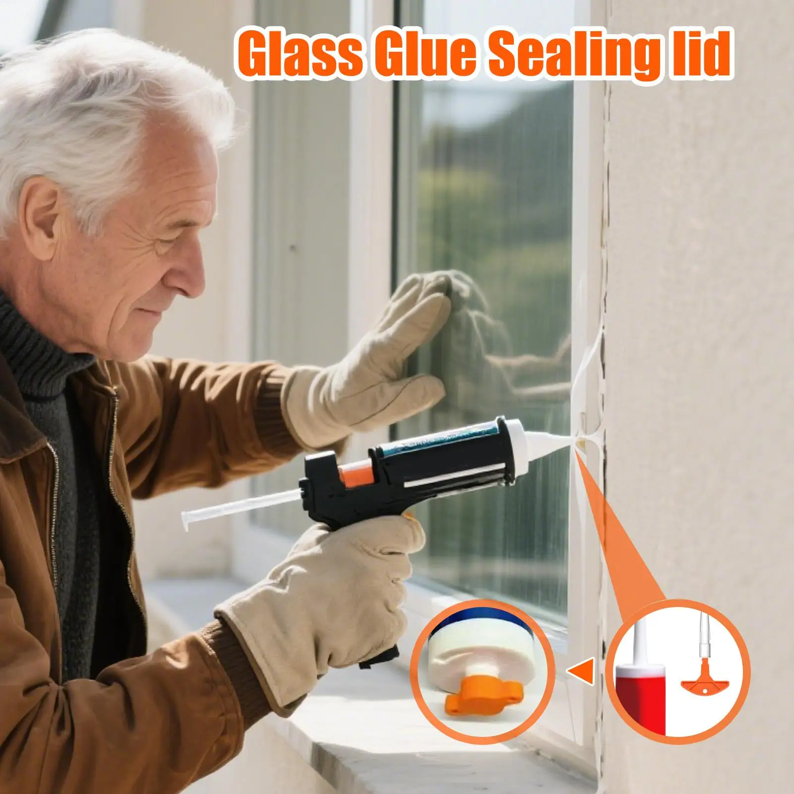 Sealing Gun Nozzle 2 Pieces Silicone Sealing Sleeve with cleaning unclogging device Glass Glue Sealing Caulk Saver Cover
