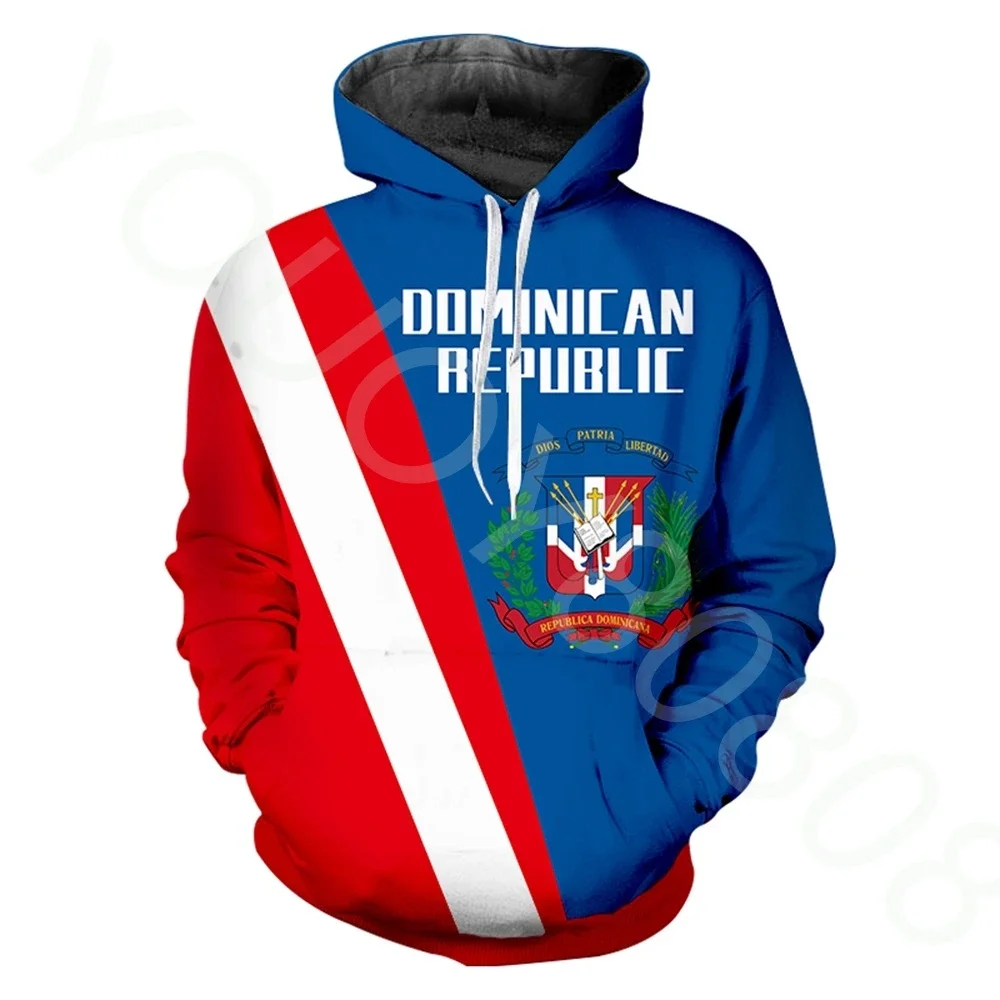 

New Products Couple Long Top Pullover Dominican Republic Flag Print Cozy Warm Hoodie Fashion Sweatshirt Autumn Winter