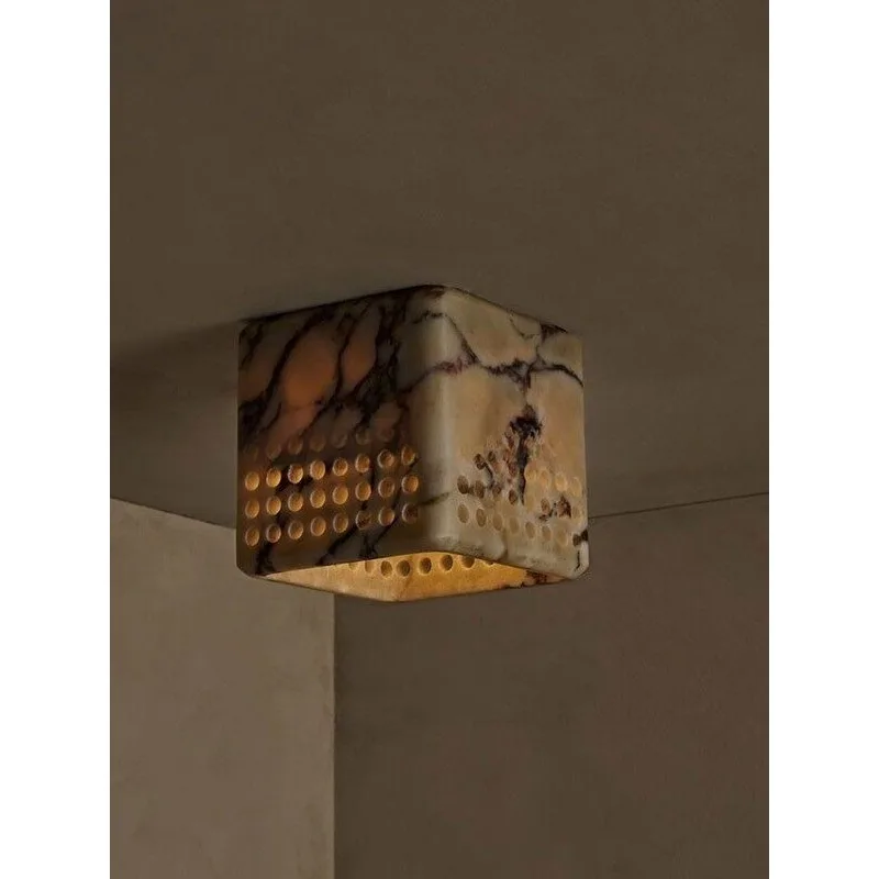 

100% Natural Marble Ceiling Lamp, Wabi-Sabi Luxury Light for Hotel & Villa