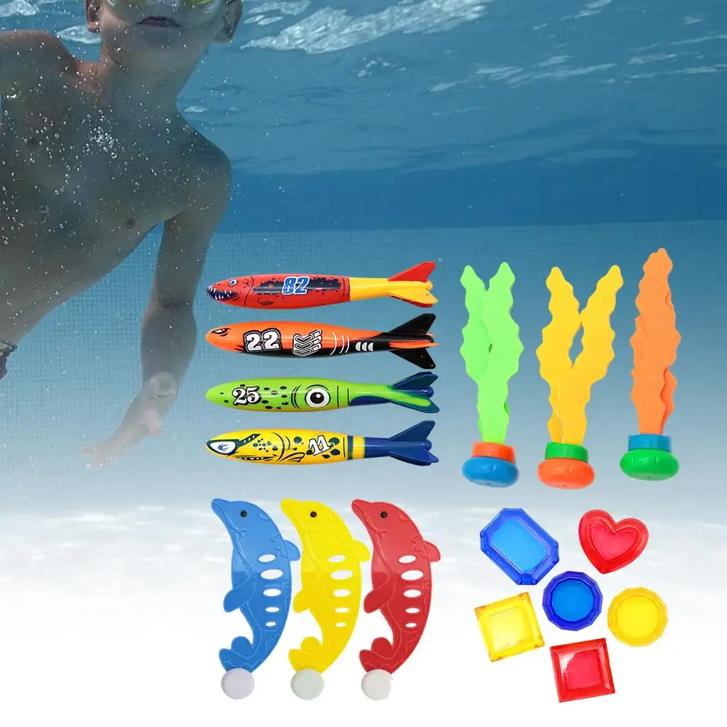 Diving Toy for Party Game Gifts Dive Grass Pool Fish Diving Gems Sinking Toys Set Grab Toy