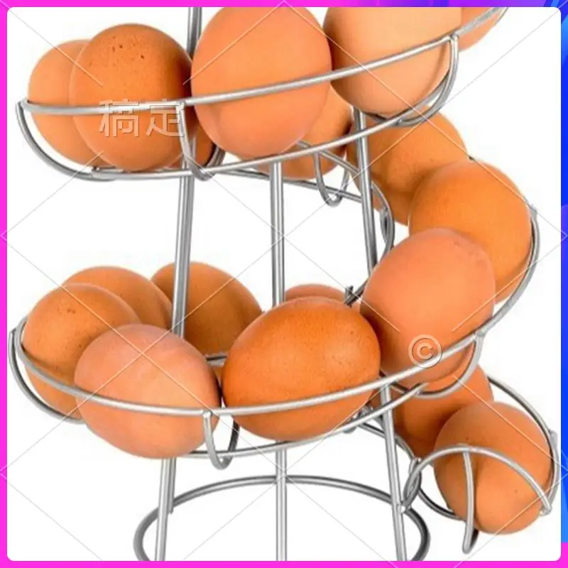 

NEW-Kitchen Egg Rack, Spiral Egg Basket, Iron Practical Egg Storage Rack, Storage Rack