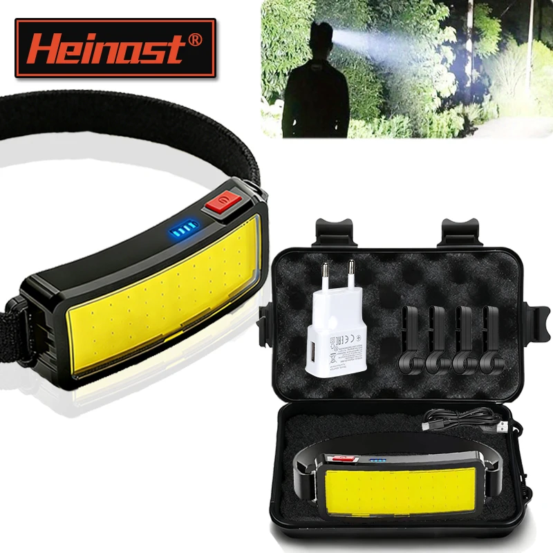 COB LED Super Bright Headlamp Rechargeable 180° Head Lamp Flashlight Outdoor Waterproof Running Fishing Camping Hiking Headlight