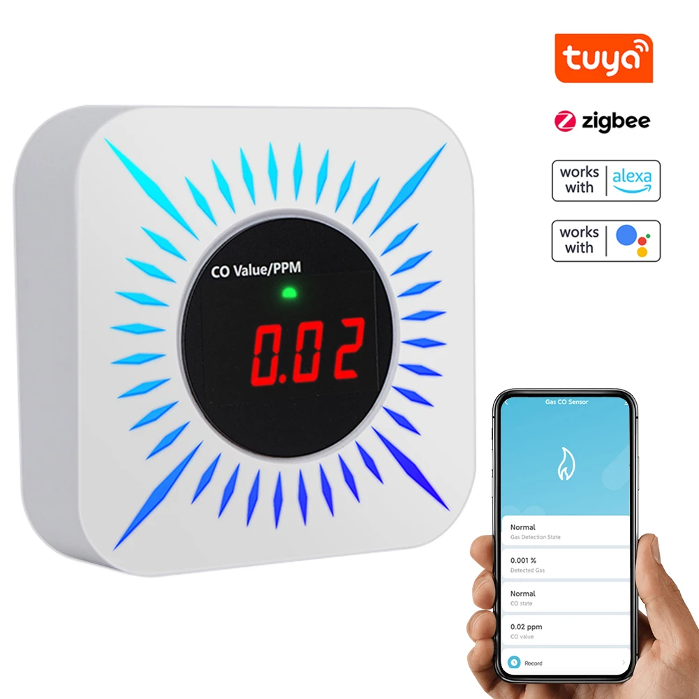 Tuya WiFi/ZigBee CO Combustible Gases Leak Detector Portable Carbon Monoxide Gases Leakage Tester Gases Concentration Tester