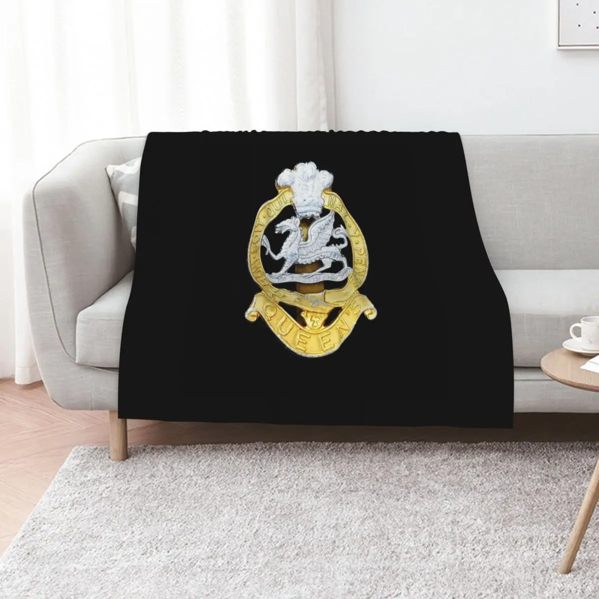 Queens Regiment Cap Badge Throw Blanket Beach Loose Retros Multi-Purpose Plaid on the sofa For Decorative Sofa Blankets