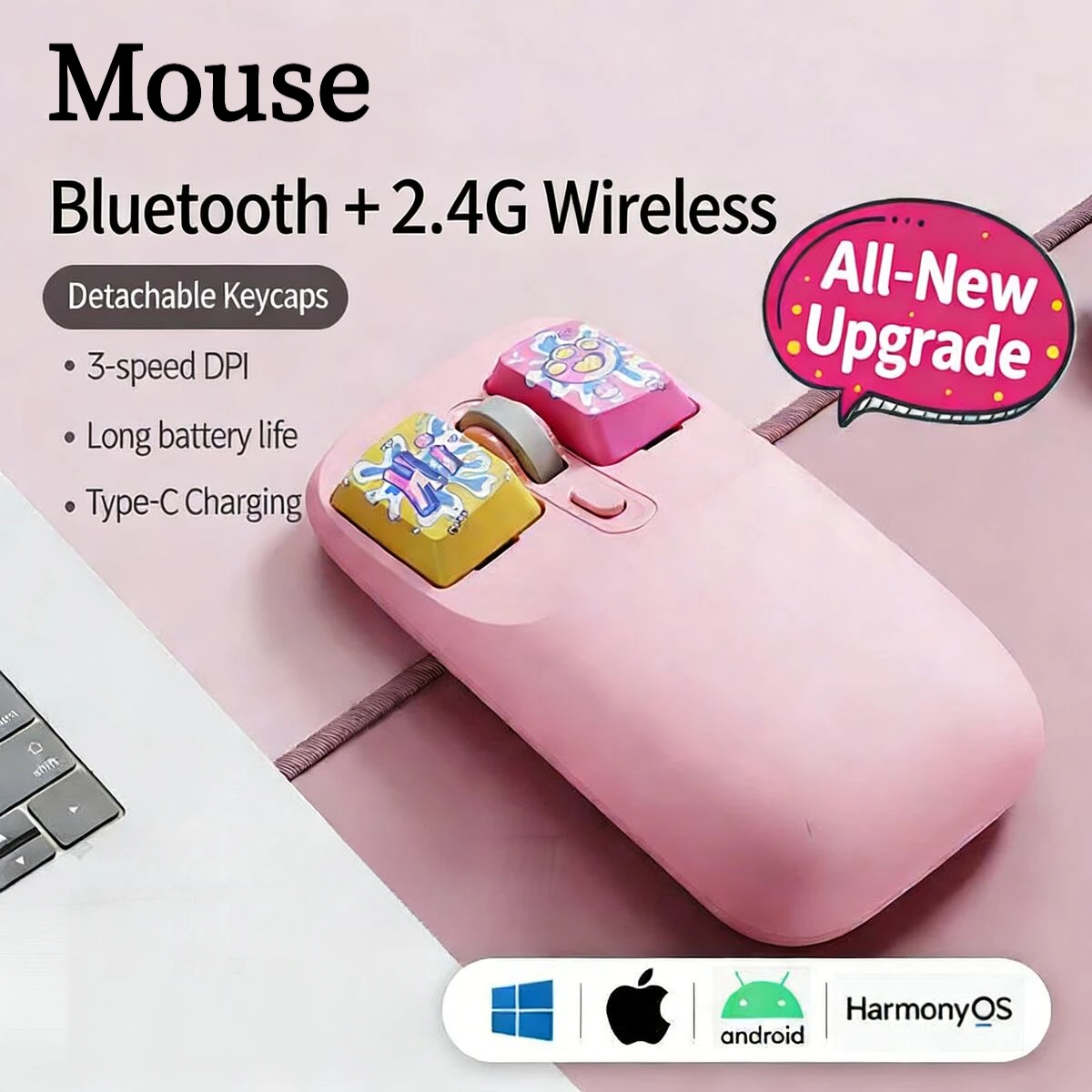 

Creative Graffiti-Style Dual-Mode 2.4G+Bluetooth Wireless Mouse Type-C Charging Ergonomic Button plug-and-play For PC Laptop