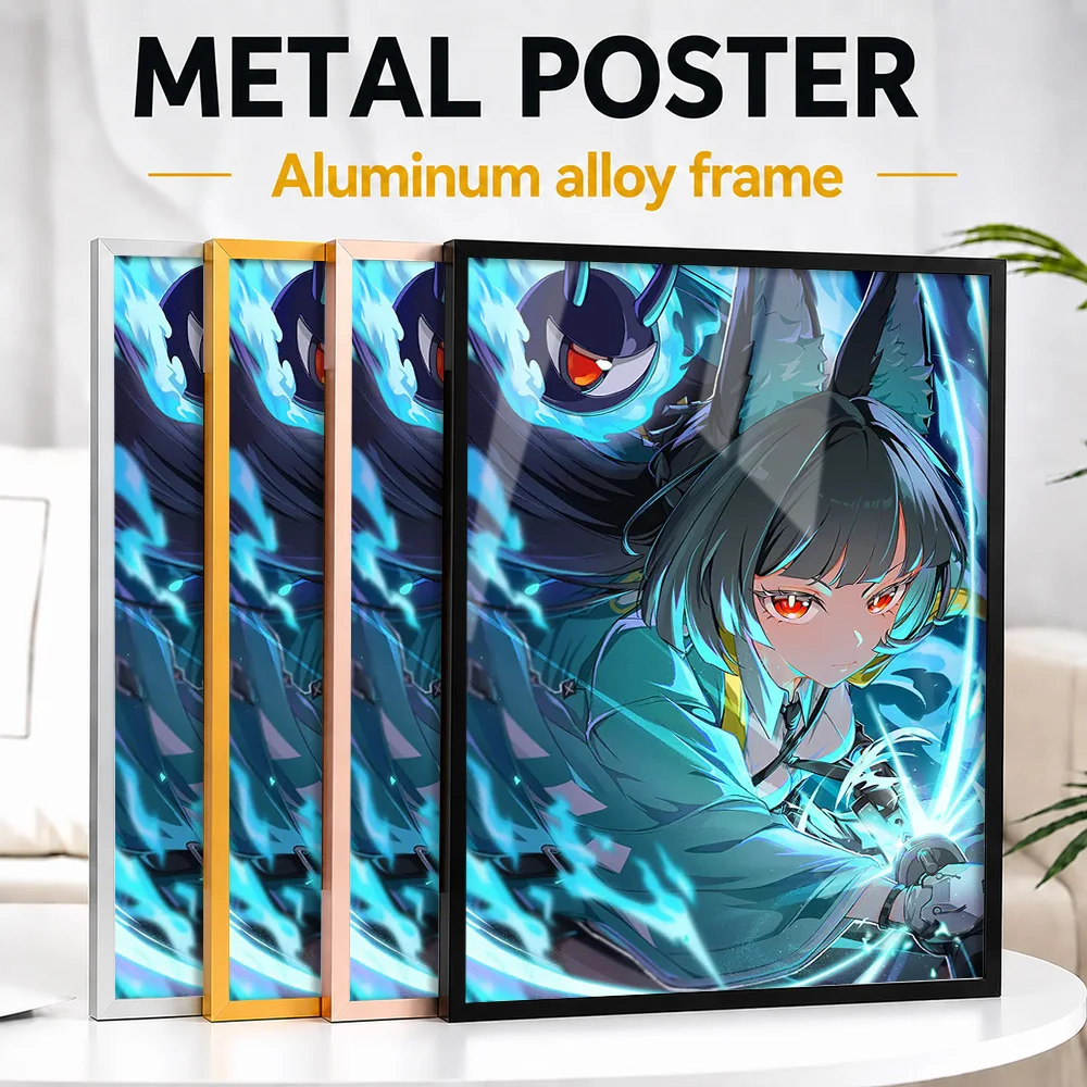 Zenless Zone Zero Hoshimi Miyabi Framed Aluminum Metal Poster Customized Photo Dynamic Character Style Wall Art For Media Room