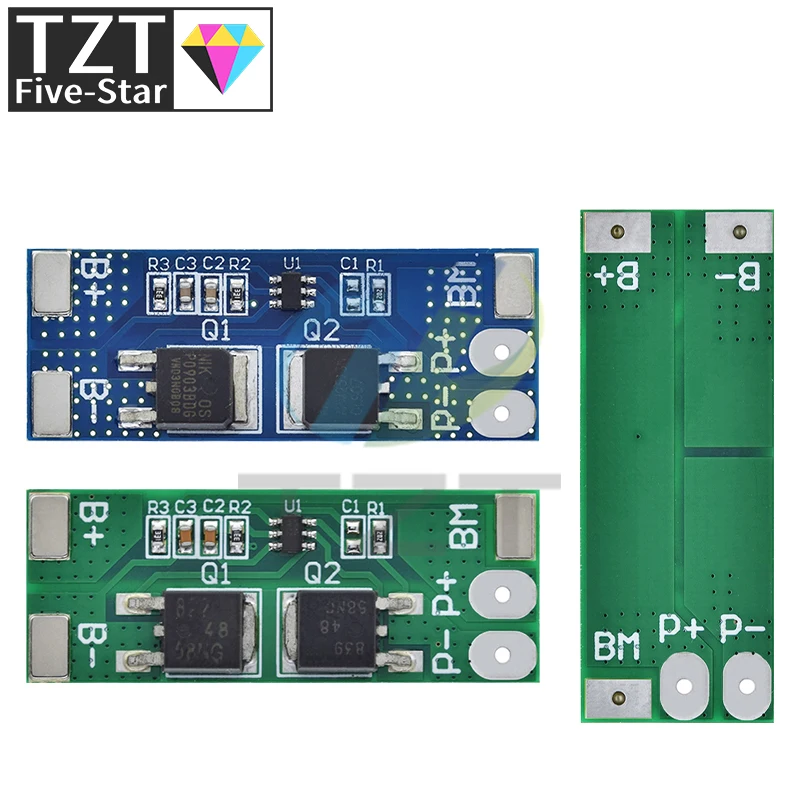 TZT BMS 2S 3.2V 3.7V 8A LiFePO4 / Lithium Battery Charge Protection Board 15A Peak Current  6.4V 7.2V 18650 32650 Battery Packs