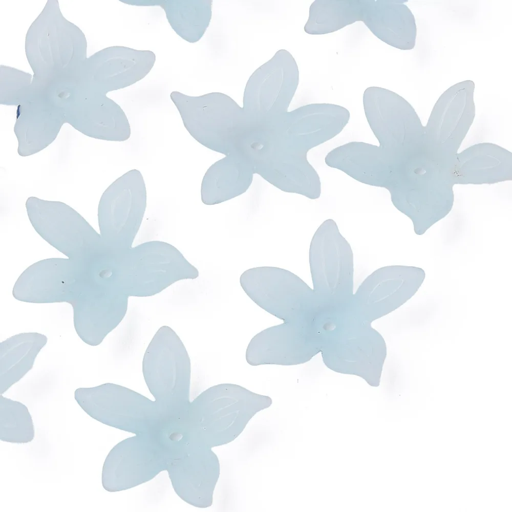 

500g Transparent Acrylic Beads Frosted Flower Light Blue 26x27x6mm Hole: 1.8mm about 980pcs/500g