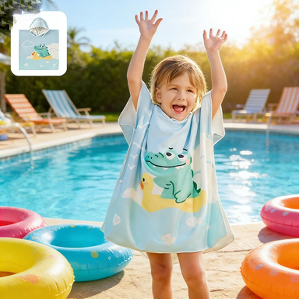 Cartoon Baby Bath Towel Microfiber Hooded Beach Towel Soft Poncho Newborn Cape Towels Kids Bathing Stuff Infant Washcloth