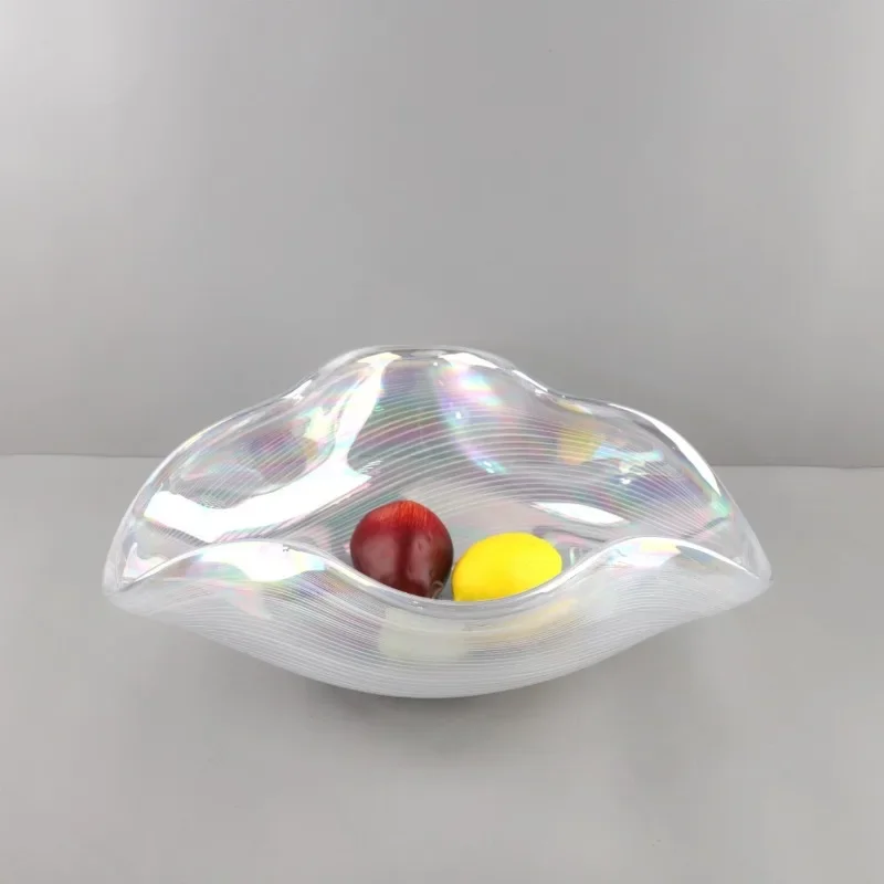 Striped colorful glazed fruit plates, trays, decorations