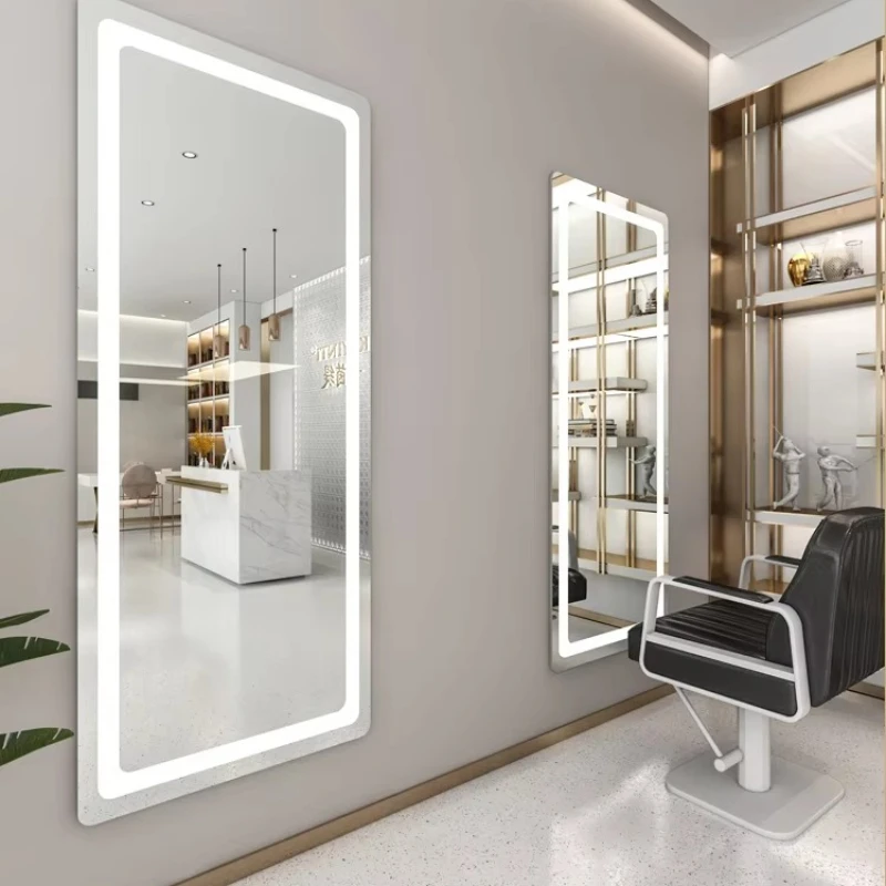 

Design Daquan Long Gold Styling Barber Shop Furniture Wall Mounted Hair Salon Light Emitting Diode Makeup Beauty Salon Mirror