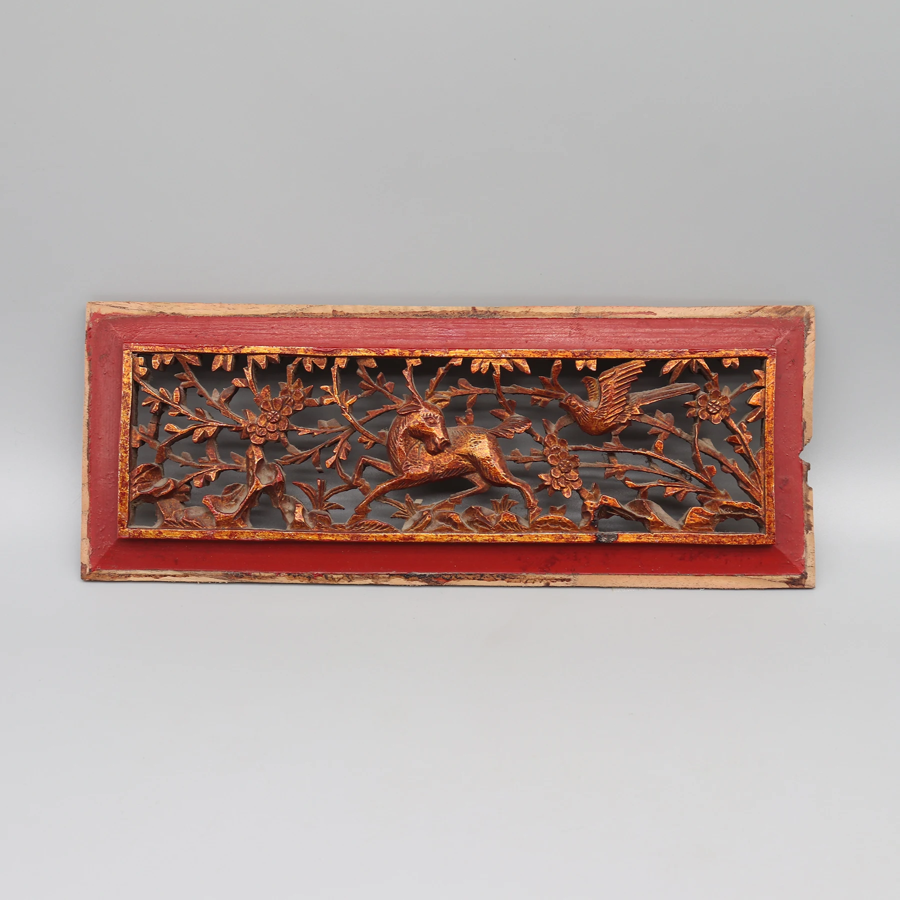 Set of 4 Old Carving Panels on Single Pieces of Wood, Wall Decoration