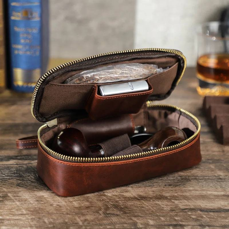 Portable Smoking Pipe Bag Soft PU Leather Tobacco Pipe Storage Bag for Travel Smoking Tools Accessories Pouch