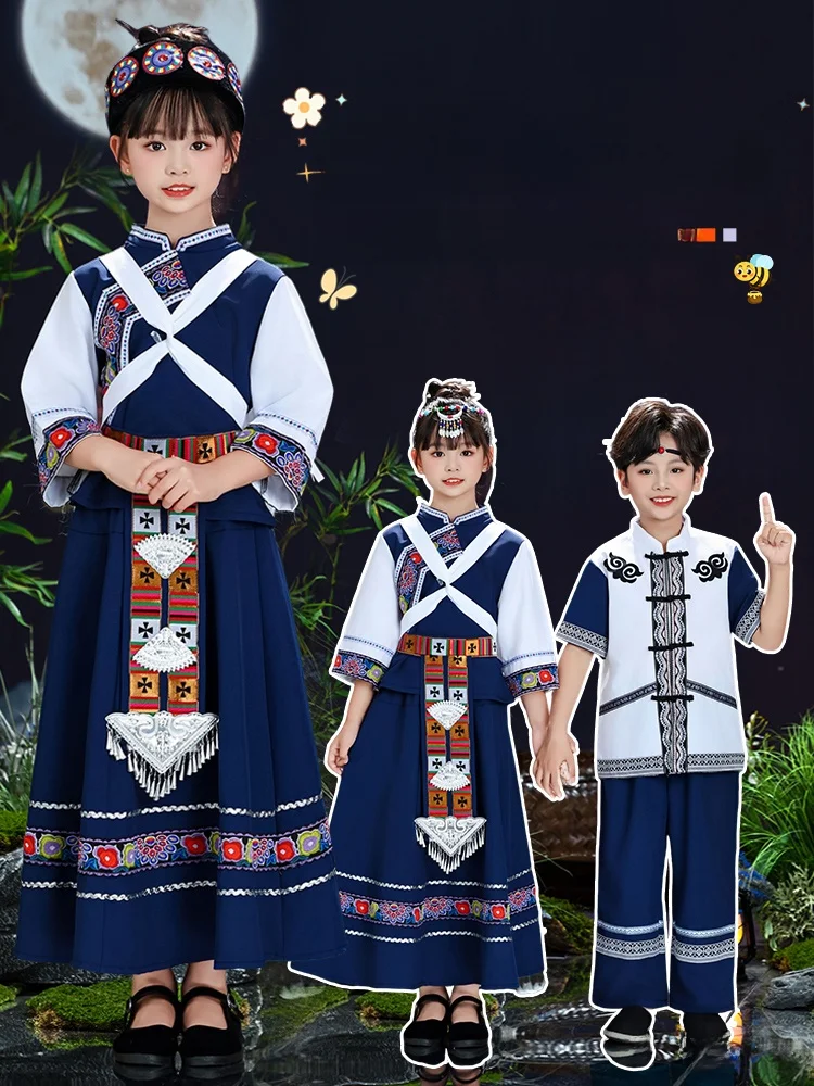 

Детская этническая одежда для девочек: национальные костюмы народностей Хуэй и Мосо для выступлений