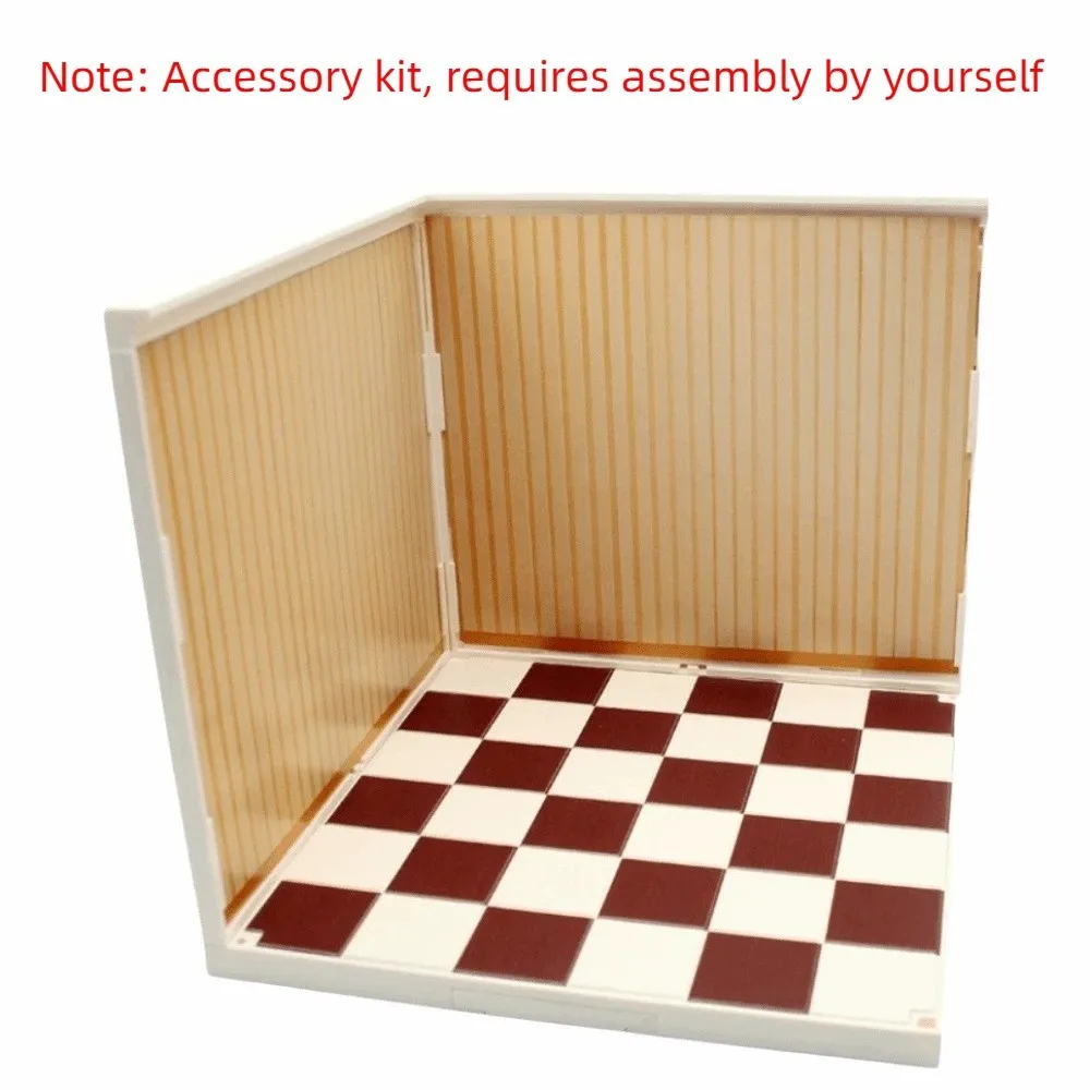 Three-Sided Dollhouse Backdrop DIY Decorative Micro Scene Model Easy To Install 3D Grid Space Miniature Scene Play Scene