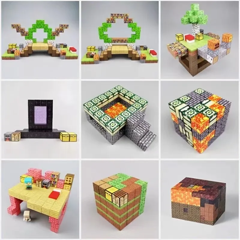 75 style my world building blocks mini-assembly diagram magnetic building blocks splicing mine magnet model building blocks toys