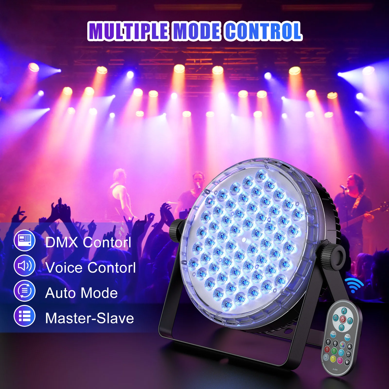 U'King 4PCS 60 LED Stage Flat Par Light 120W 4IN1 DMX512 RGBW Remote Effect Light DJ Disco Party Bar Club Wedding Show Lights