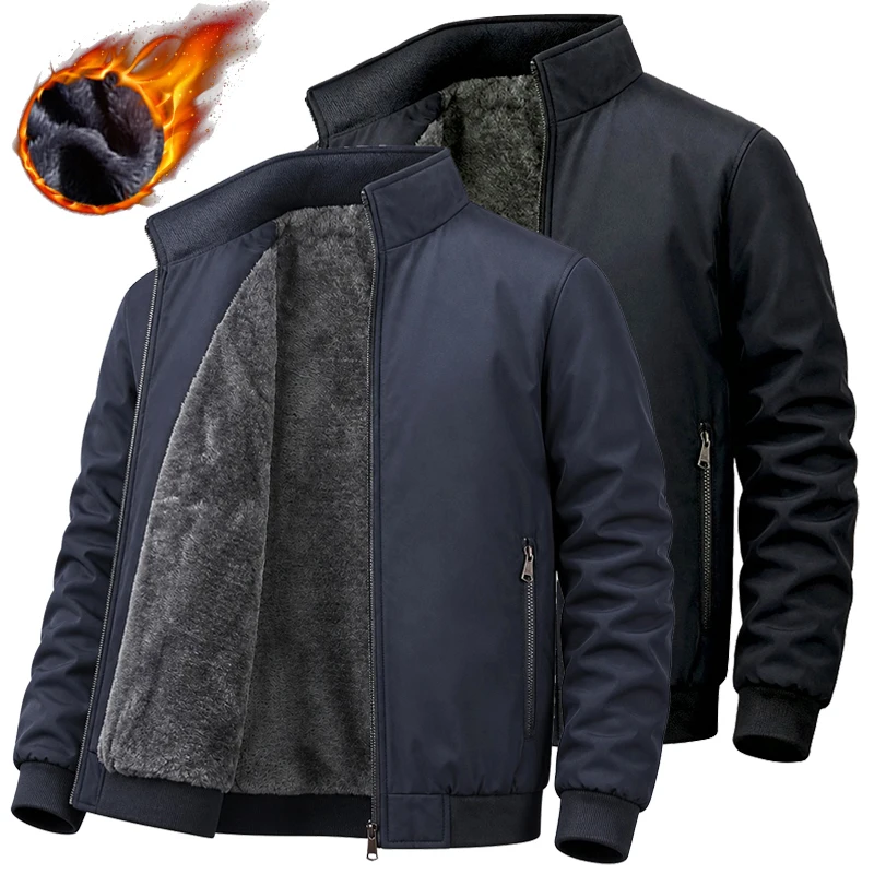 Warme Fleece Herbst Winter Jacken für Männer Business Büro Kleid Mantel Casual männer Winter Jacke Einfarbig Luxus Oberbekleidung mann