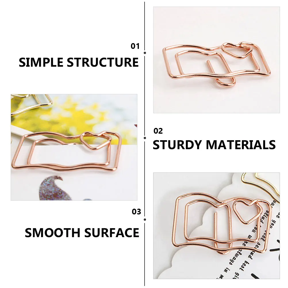 

30 Pcs Book Notes Folder Convenient Paper Clips Cute Paperclips Creative Rose Gold Document