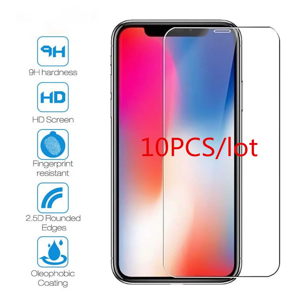 1-10Pcs Full Cover Tempered Glass For iPhone 15 14 13 12 11 Pro Max XR XS Max Screen Protector Film For iPhone 7 8Plus SE2020