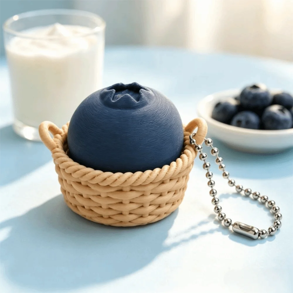 Simulation Fruit 3D Printed Keychain 3D Printed Food Shaped Clicker Keychain Simulation Vegetables Cute Reduce Pressure Keychain