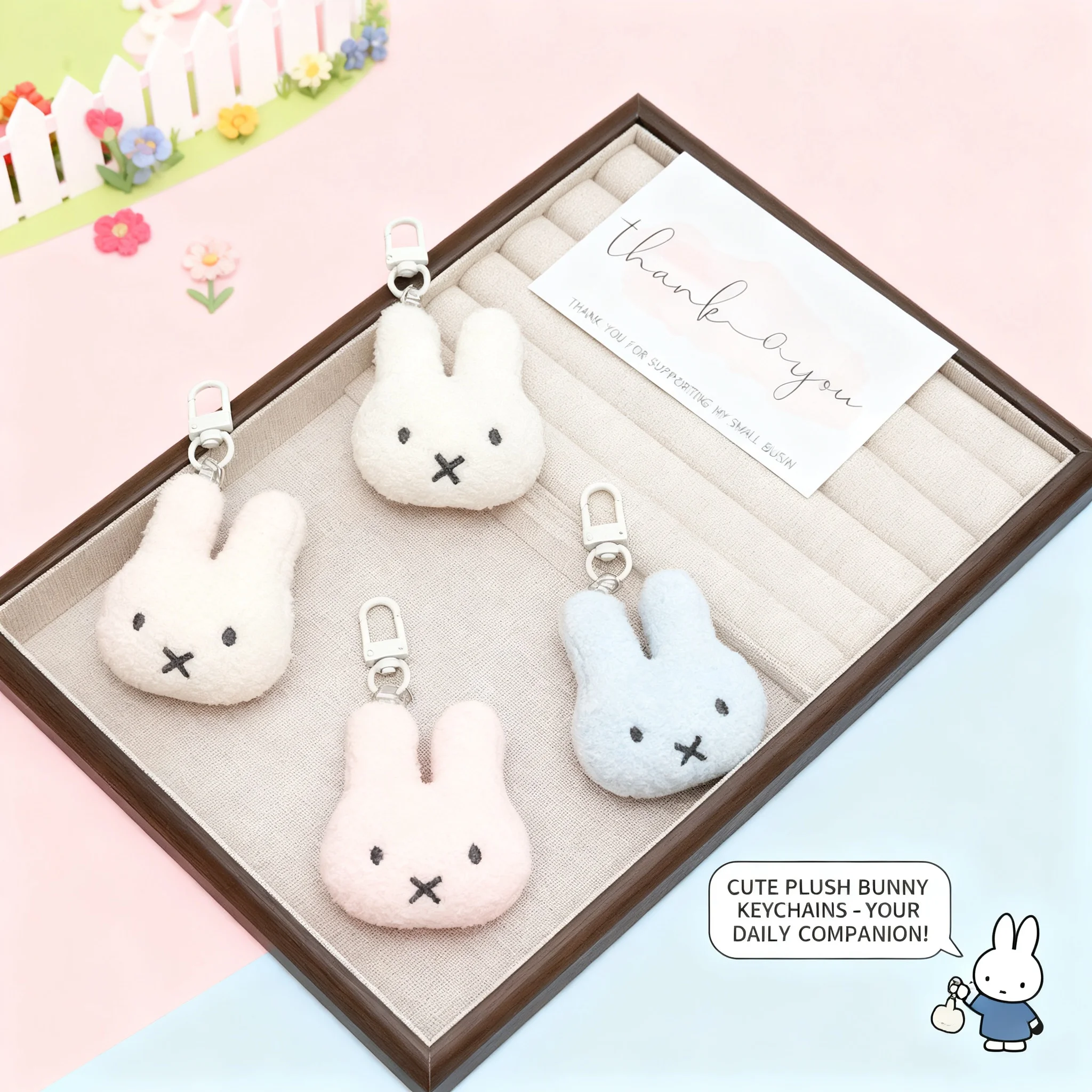 

New Cute Miffy Plush Keychain Bag Charm Soft Rabbit Girl Accessory Decor