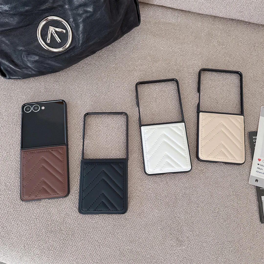 

New Trendy V Shape 3D Leather Case for Samsung Galaxy Z Flip7 Flip5 Flip6 Phone Cover Samsung Z Flip4 Z Flip 5 Z Flip 6 Z Flip 7