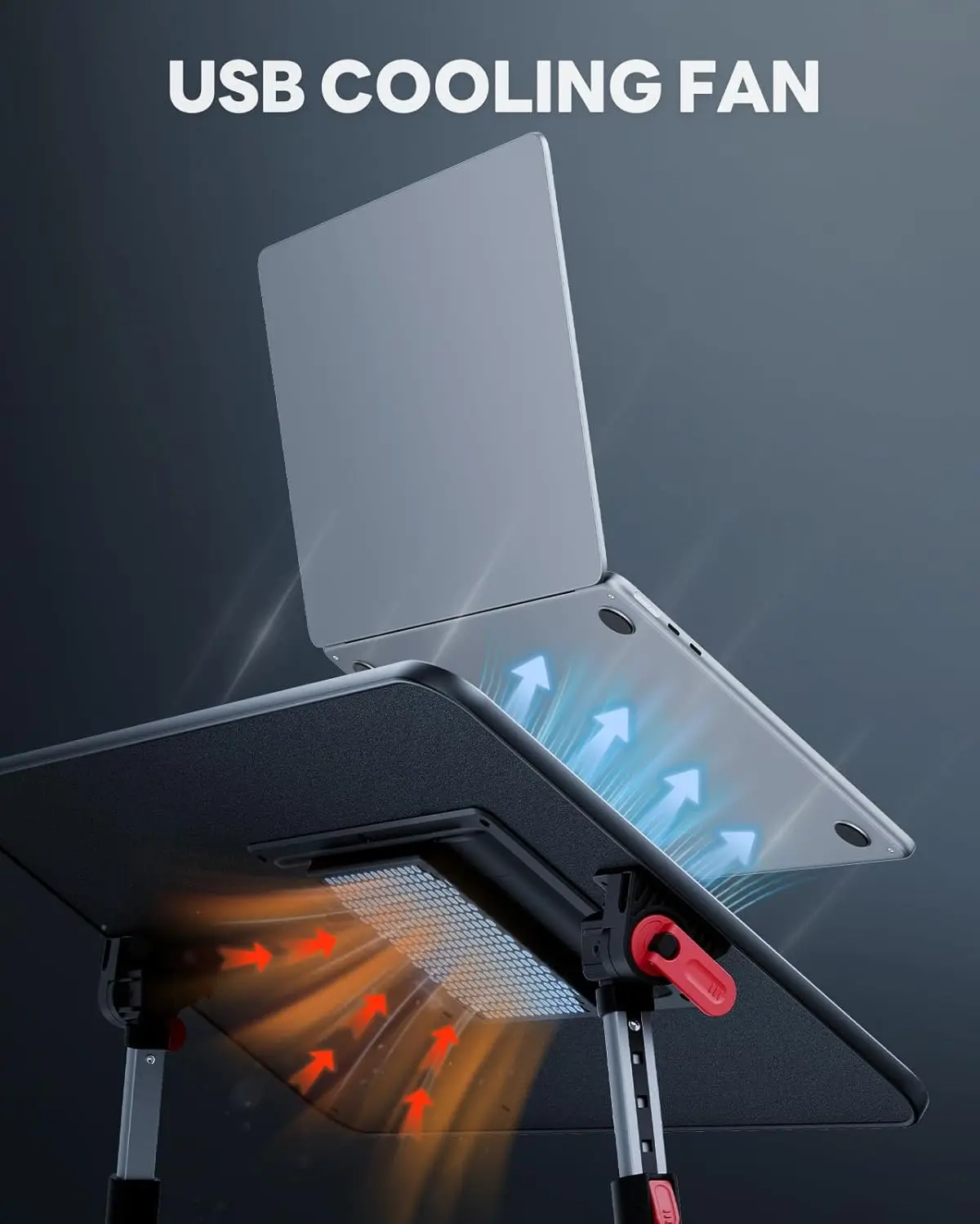 Escritorio ajustable para ordenador portátil con ventilador de refrigeración, mesa de cama portátil plegable para sofá, sillón, ligero y resistente