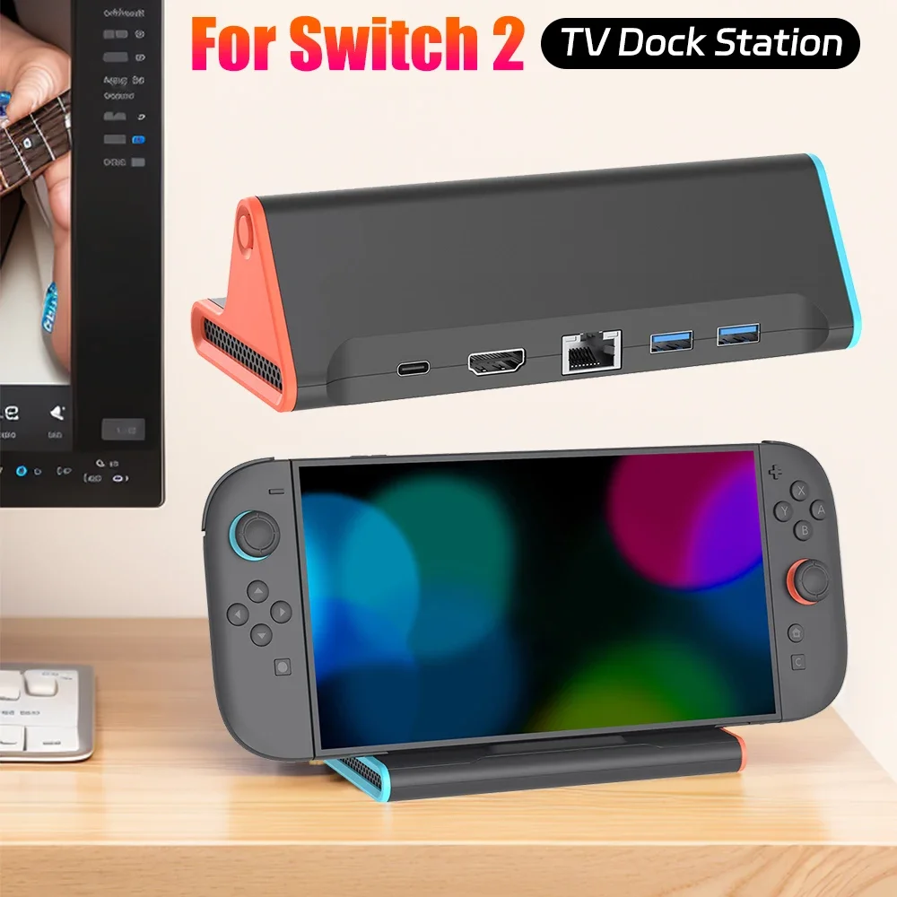 

Док-станция для телевизора для Nintendo Switch 2, игровая консоль, зарядная док-станция, подставка с портом Type C/USB, совместимая с HDMI для Switch 2.