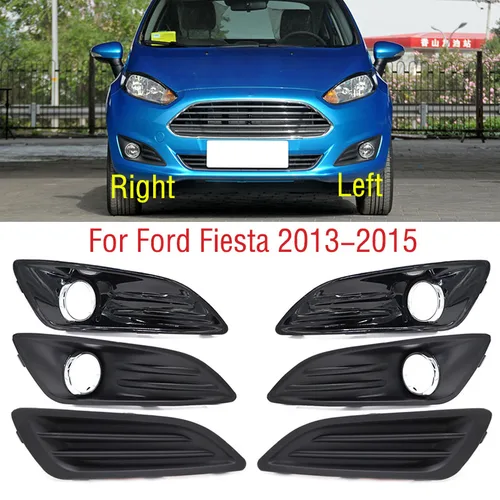 Imagen 1 del producto Parachoques delantero de coche Ford Fiesta, luz antiniebla, cubierta de marco de bisel, cubierta de rejilla, tapa de capó, 2013, 2014, 2015