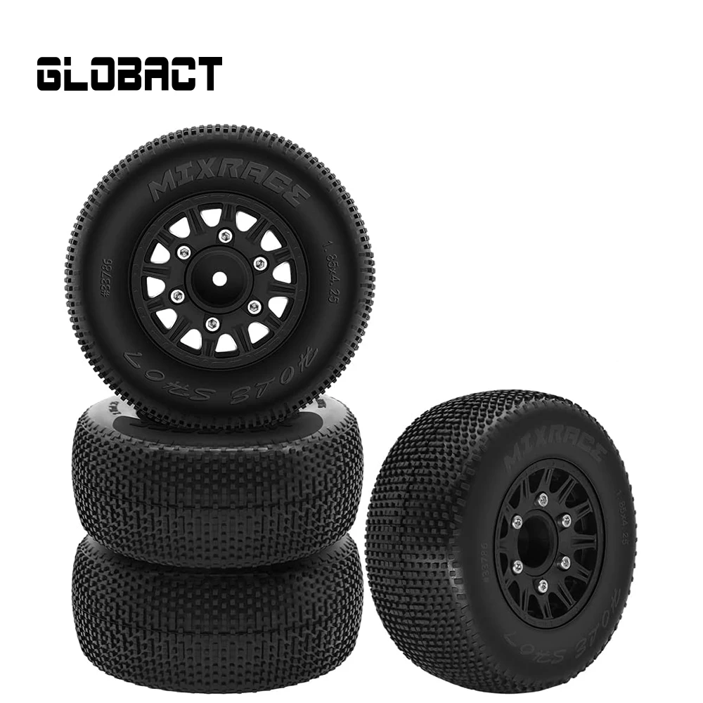 GLOBACT RC Wheels Tires for 1/10 Scale Slash 2WD 4×4 Tires Arrma Senton Tires Axial Redcat Rc4wd Hex Detachable Replacement