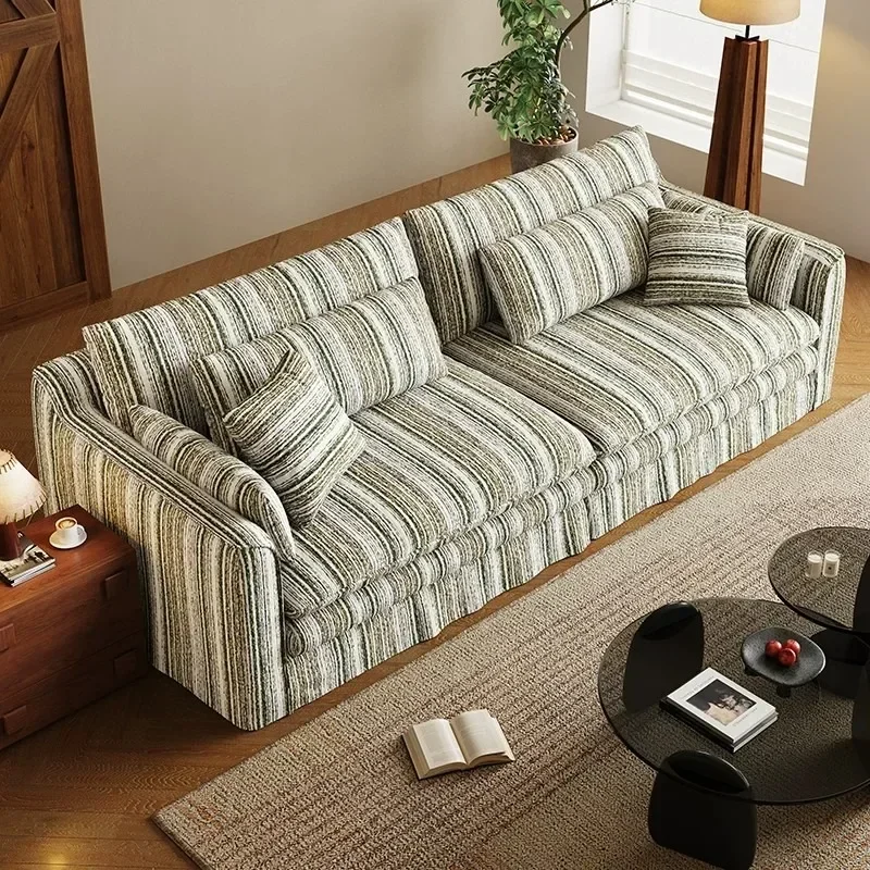 BNew Modern Minimalist Cream Style Small Sofa French Check Boucle Striped Fabric Removable Washable Living Room Couch