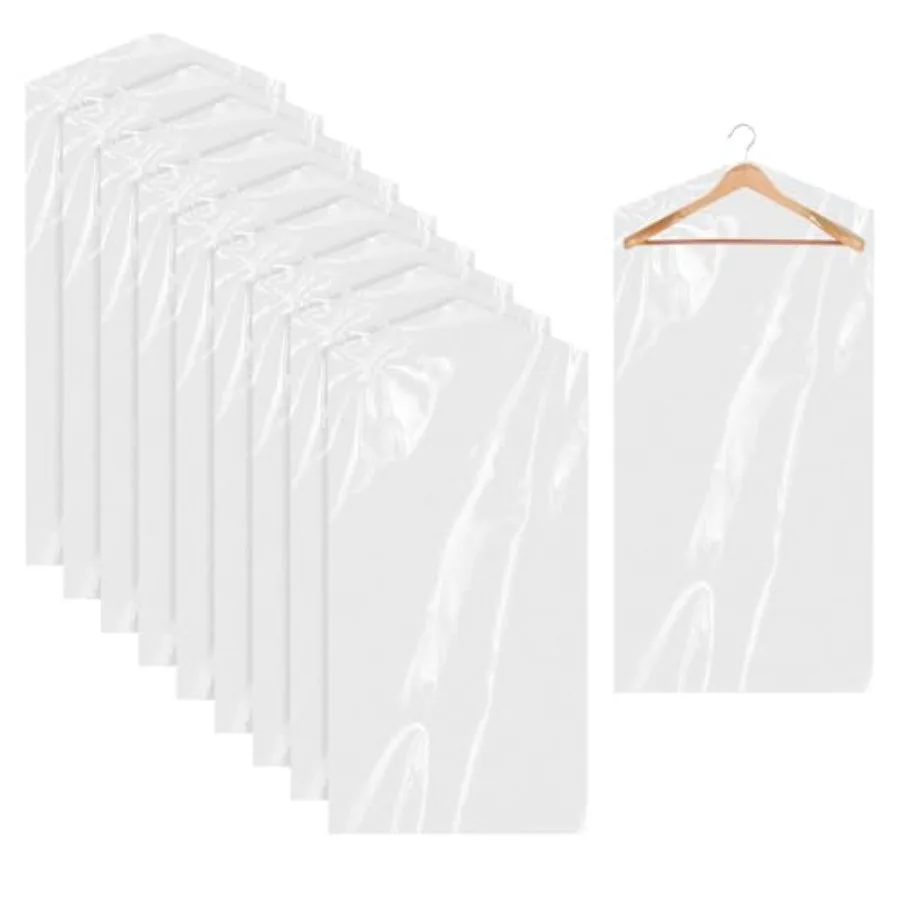 

10Pcs Dry Cleaner Bags Plastic Clear Dress Bag 39Inch Long Dry Cleaning Bag for Clothes, Plastic Garment Bags for Hanging Cloth