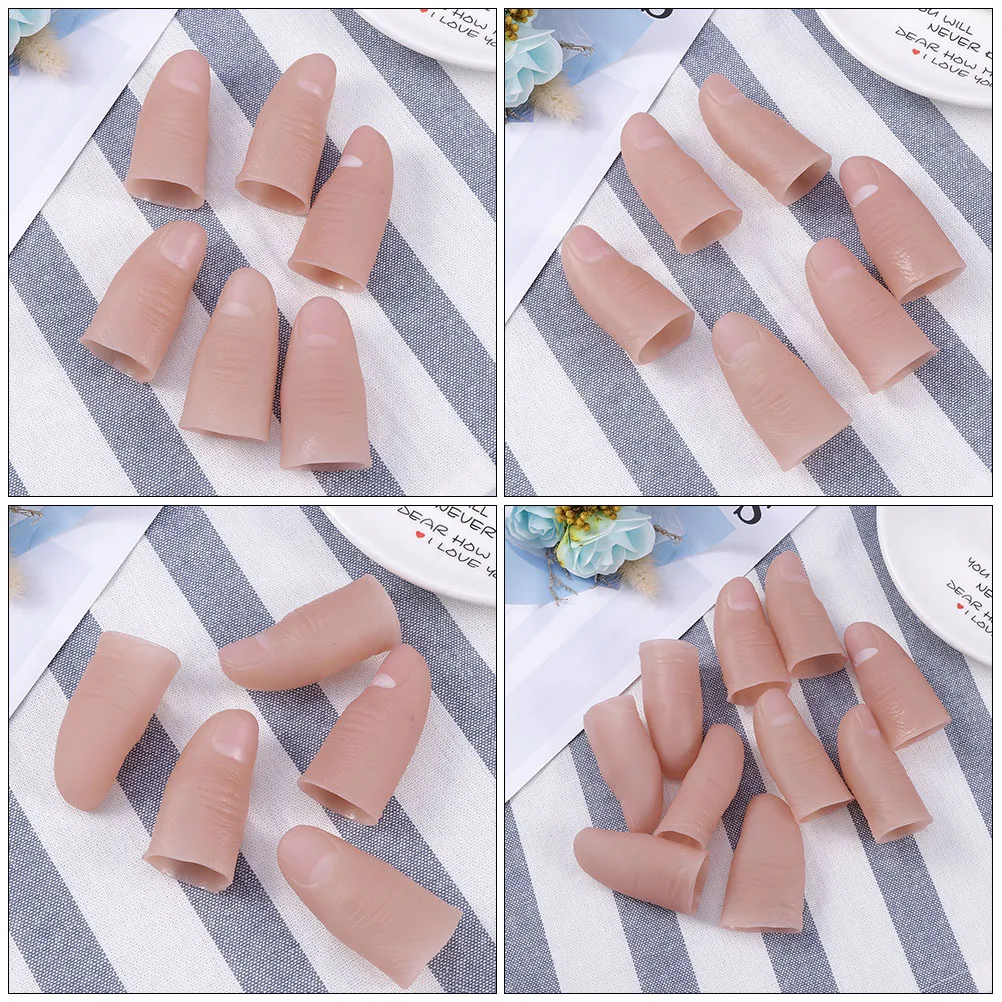 

20pcs Simulation Finger Stall Toy Trick Fingers Fake Hand Nail Thumb Tip Training Soft Party Prop Prank Tool