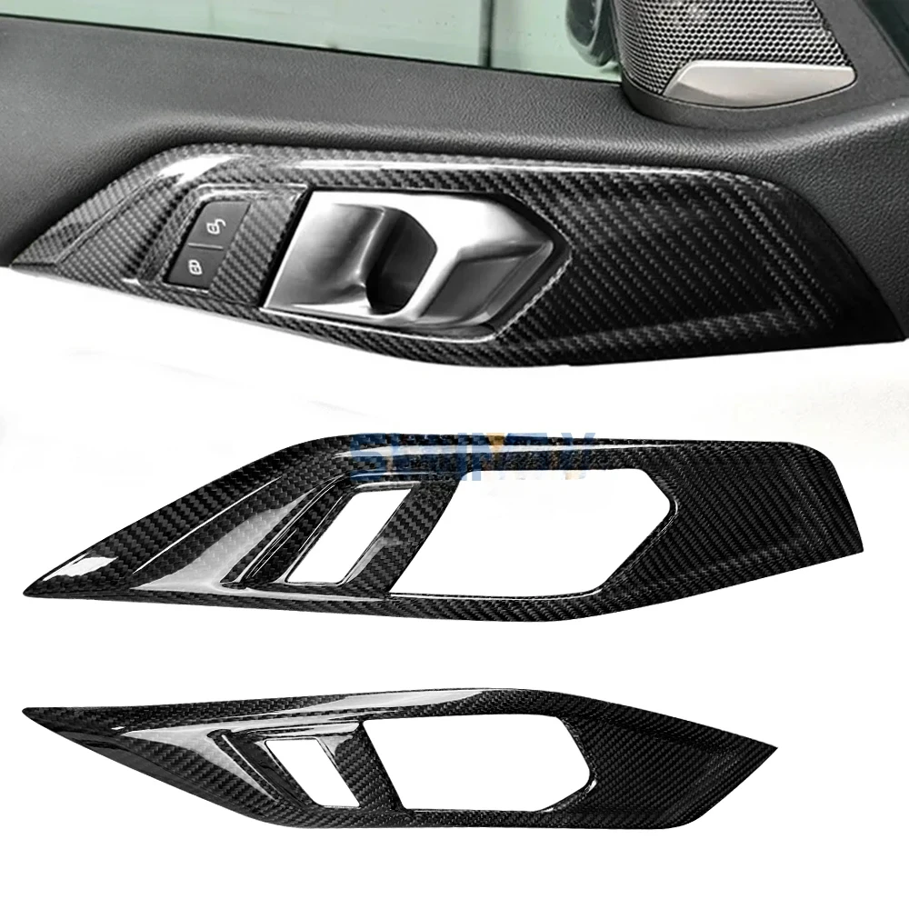 Car Accessories Real Carbon Fiber Interior Door Handle Panel Trim Cover For BMW 4 Series G22 G23 G82 430i M4