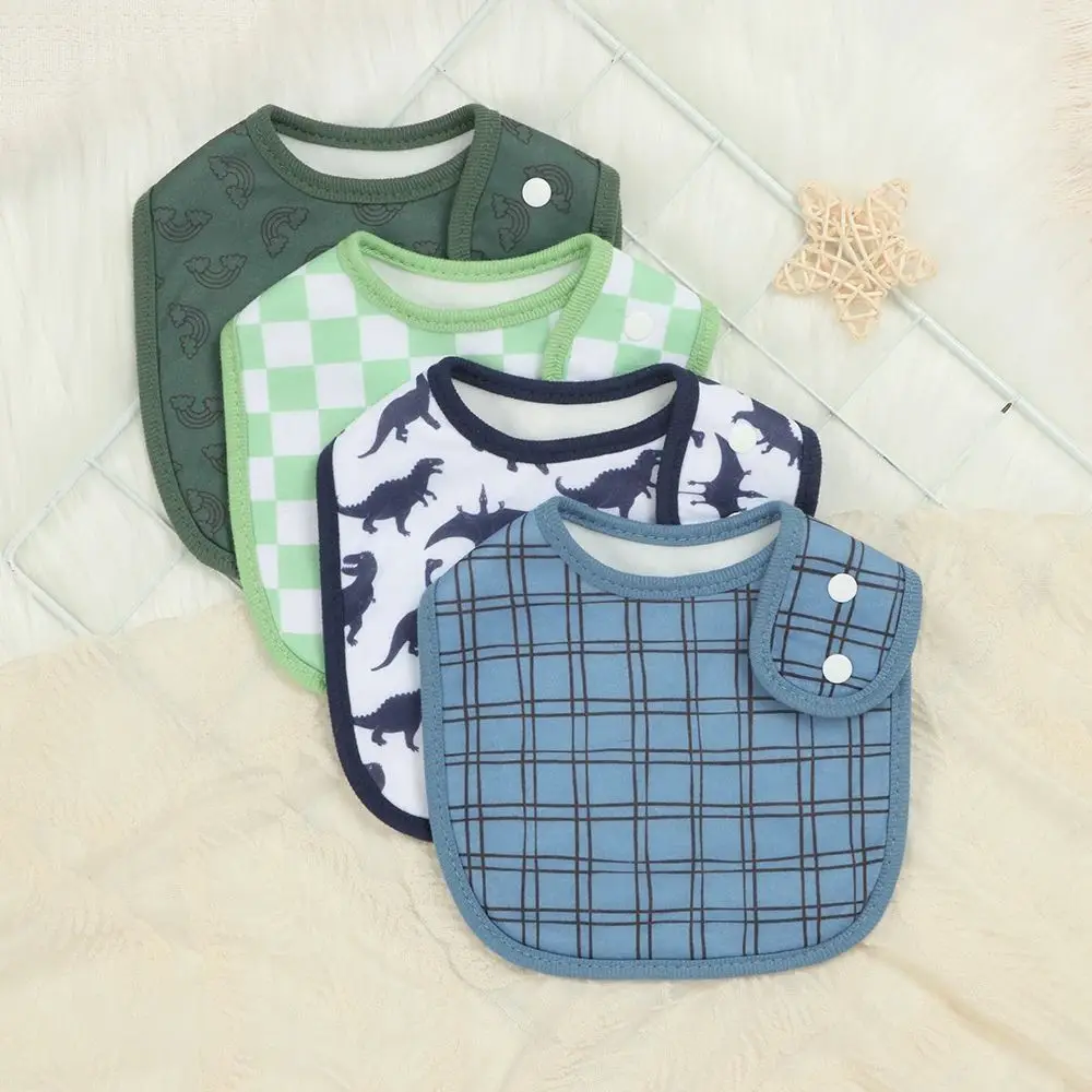 

Набор из 4 мягких детских нагрудников для мальчиков, особо впитывающие нагрудники для младенцев при прорезывании зубов, выделении слюны и кормлении, гипоаллергенные (с милым принтом)